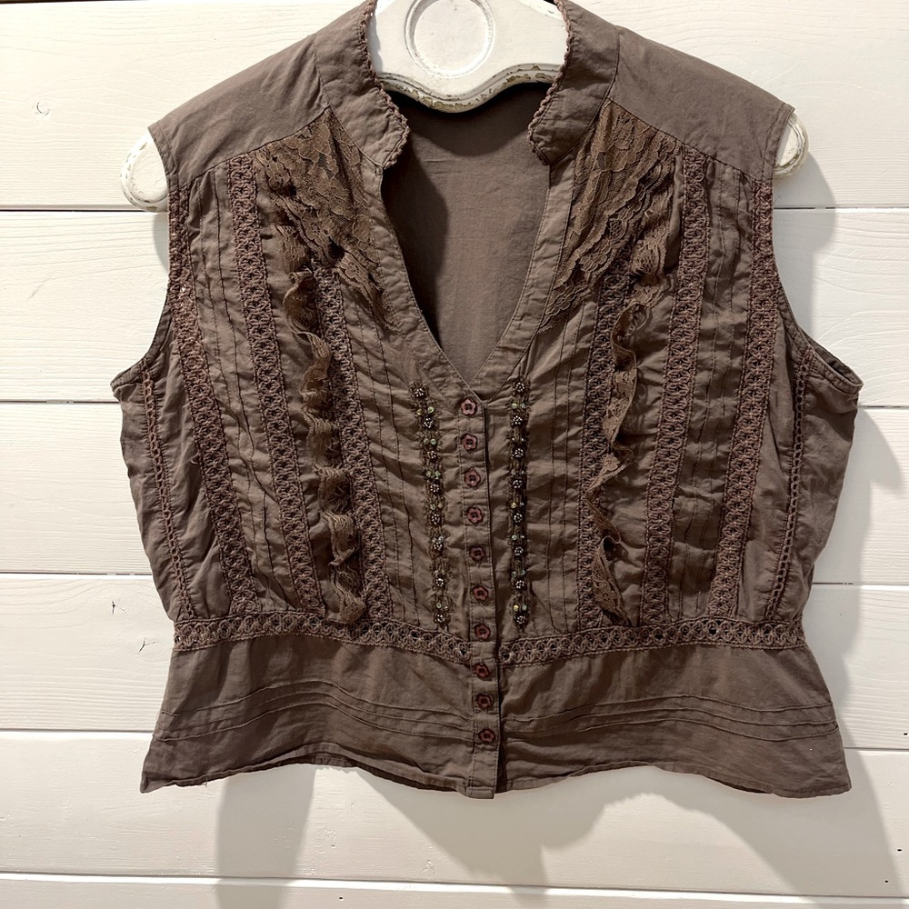 Y2K VINTAGE-STYLE LACE BLOUSE – TANGO MANGO – SIZE L
